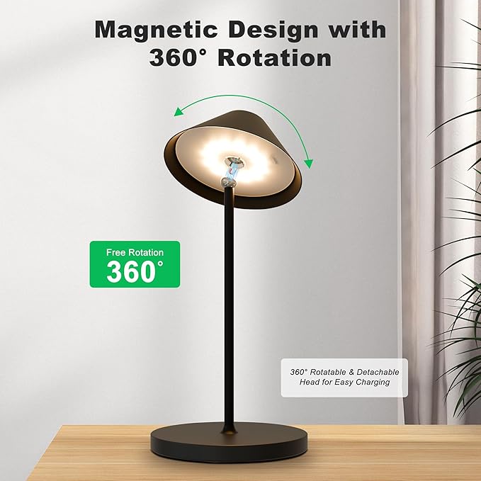 Rechargeable Floor Lamp for Indoor/Outdoor, Cordless Tall Standing Lamp with 3 Color Temps & Dimmable, IP43 Waterproof, Adjustable Height 16-59 Inch, LED Floor Lamp for Living Room, Patio(Black)