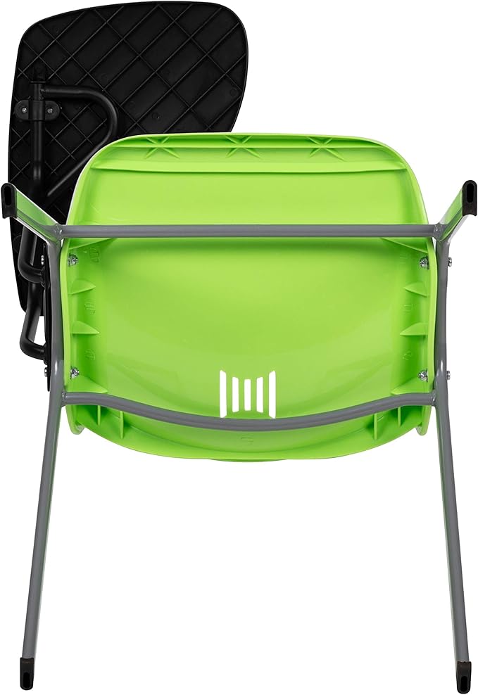Flash Furniture HERCULES 5 Pack Green Ergonomic Shell Chair with Right Handed Flip-Up Tablet Arm