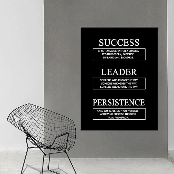 Large Motivational Canvas Wall Art Inspirational Office Wall Decor Success Quotes Persistence Artwork Positive Picture for Classroom Meeting Room Wooden Framed Wall Decor [30''Wx 40''H]