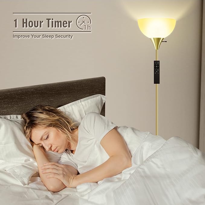Floor Lamps for Living Room, 71'' Torchiere Floor Lamps with Remote, 2700K-6500K Colors Temperature & Brightness Adjustable, 10W/1200LM Gold Dimmable Floor Lamp,Tall Standing Lamp for Bedroom/Office