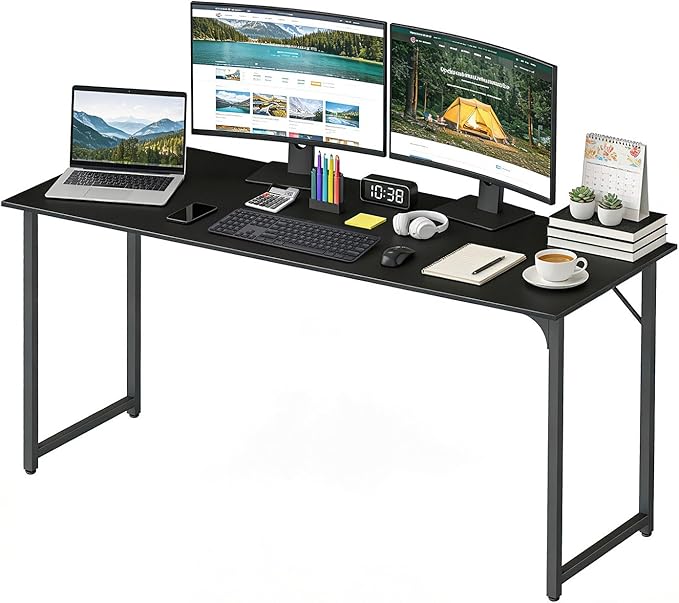 BestOffice Computer Desk,Home Office Desk, Modern Simple Style for Home Office Study Writing (Black, 63 Inch)