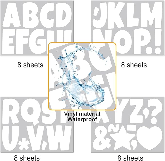 Bemeol Bulletin Board Letters 32 Sheets 4 Inch Stick on Letters Alphabet Cutout Letter for Bulletin Board Display School Classroom Home Decor(White)