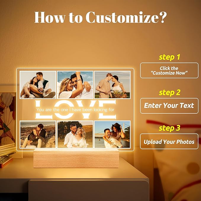 Custom Picture Frames, Personalized Photo Frame, Customized Picture Frame, Personalized Anniversary Couples Gifts for Women Men Her Him Girlfriend Boyfriend Wife