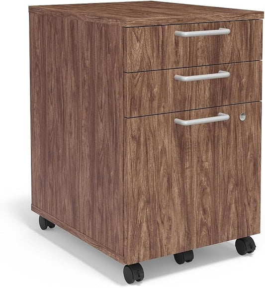 Union & Scale Essentials Mobile Pedestal File, Left Or Right, 3-Drawers: Box/Box/File, Legal/Letter, Espresso, 15.6" X 21.3" X 24.3"