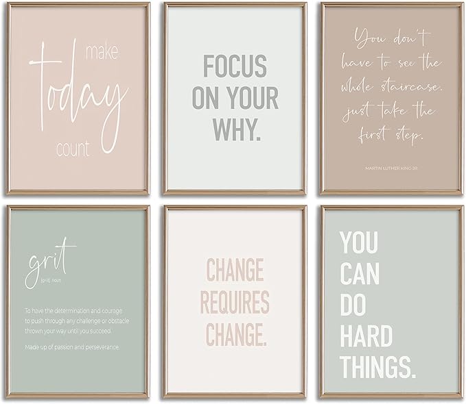 Inspirational Motivational Office Decor Posters Prints Unframed Set of 6, Minimalist Pastel Wall Art Print Decor, Positive Affirmations Team Teamwork Difference Maker Wall Picture,12"x16"unframed