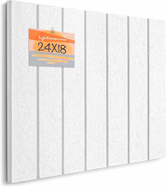 Bulletin Board, 24 x 18 inches Felt Board Decorative Pin Board, 4' x 3' Cork Board Alternative for Wall, Foldable Photo Board with 20 Pushpins - White Stripes