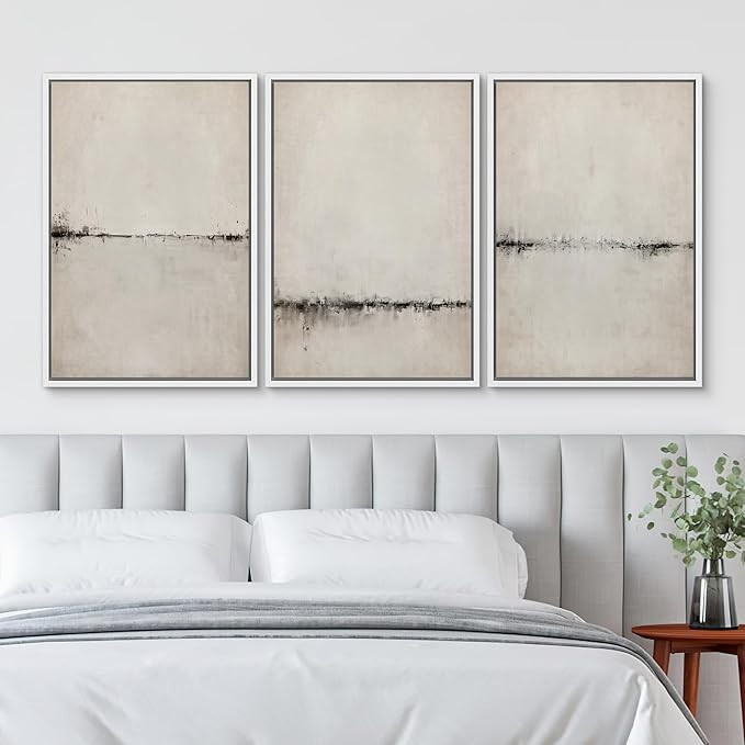 SIGNWIN Framed Canvas Print Wall Art Set Abstract Watercolor Serene Aesthetic Illustrations Modern Art Decorative Nordic Abstract for Living Room, Bedroom, Office - 16"x24"x3 White