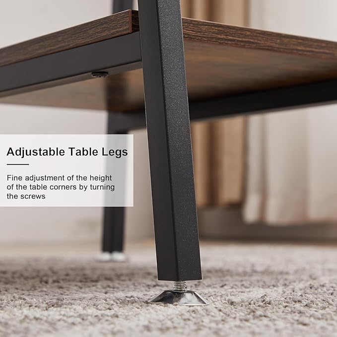 VECELO 43 Inch Computer Desk Writing Study Work Office Table Modern Desk with Shelves Wooden Desk for Home Bedroom,Walnut Desk