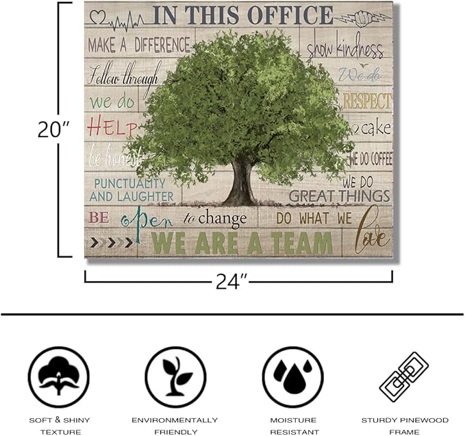 Inspirational Quotes Wall Art Prints Motivational Sayings Wall Decor Rustic Green Tree Picture Posters Framed Canvas Wall Decor for School Office Classroom College Decoration, 20x24 Inch