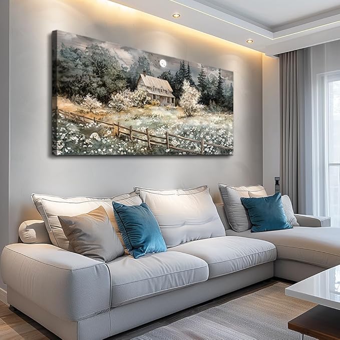 hyidecorart Farmhouse Canvas Wall Art Nature Landscape Paintings Wall Decor For Living Room Bedroom Decorations Rural Artwork Pictures Framed for Office Aesthetic Home Decor Ready To Hang