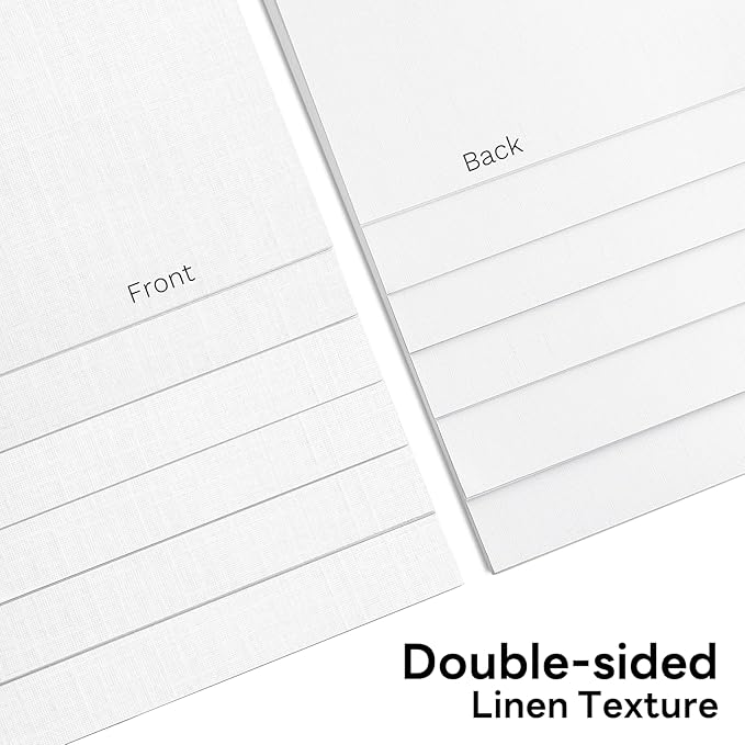 5x7 White Linen Paper Textured Cardstock, Goefun 100 Pack Index Card Wedding Invitation Cardstock 80 lb Linen Paper for Printing, Invitations, Arts & Crafts and Business Cards