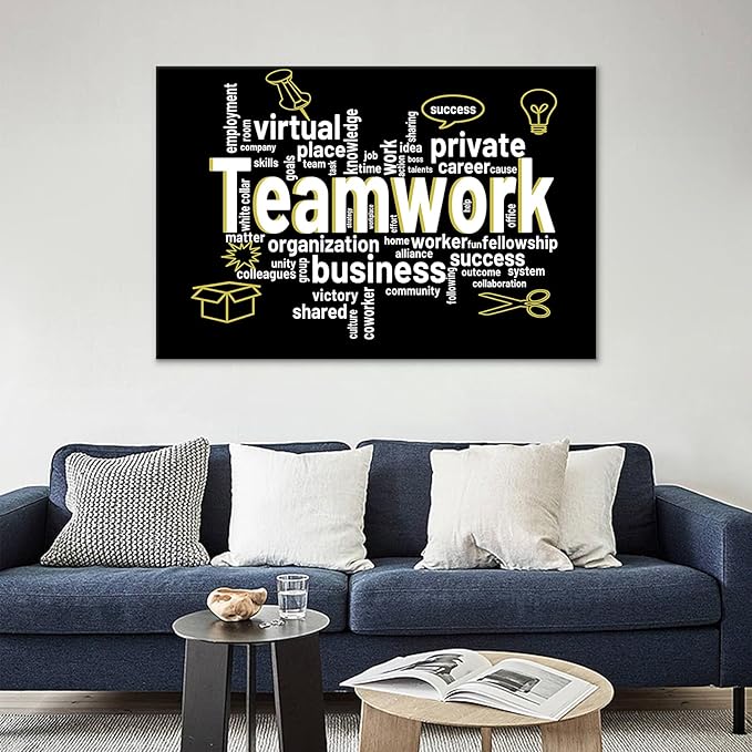 Inspirational Poster Wall Art Motivational School Decor Teamwork Entrepreneur Quotes Print on Canvas Inspiring Picture Painting Artwork for Living Room Gym Office Classroom Ready to Hang [36''Wx24''H]