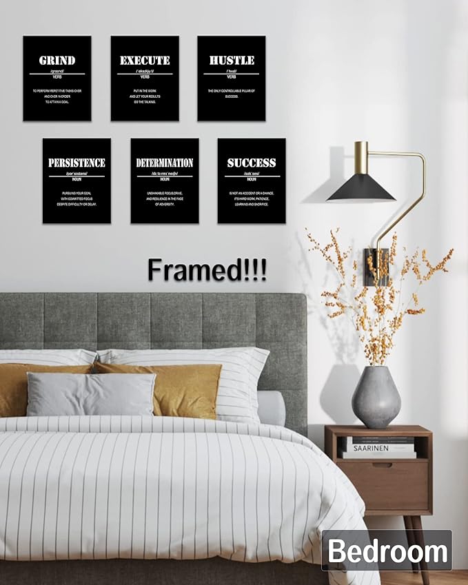 𝗗𝗿𝘀𝗼𝘂𝗺 Inspirational Office Wall Art Motivational Wall Decor 𝗙𝗿𝗮𝗺𝗲𝗱 12” x16” Quotes Wall Art for Living Room - Encouraging Canvas Posters for Bedroom - Sayings for Wall Decor - Set of 6 PCS Framed