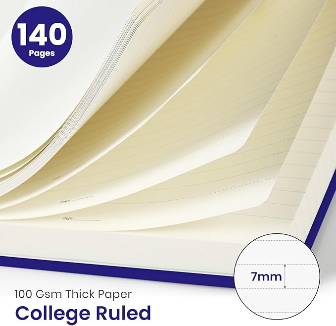 Taja Lined Spiral Journal Notebook for Women & Men, 140 Pages, College Ruled Hardcover Notebook for Work & Note Taking, Journals for Writing, A5(5.7" x 7.9") – Deep Blue