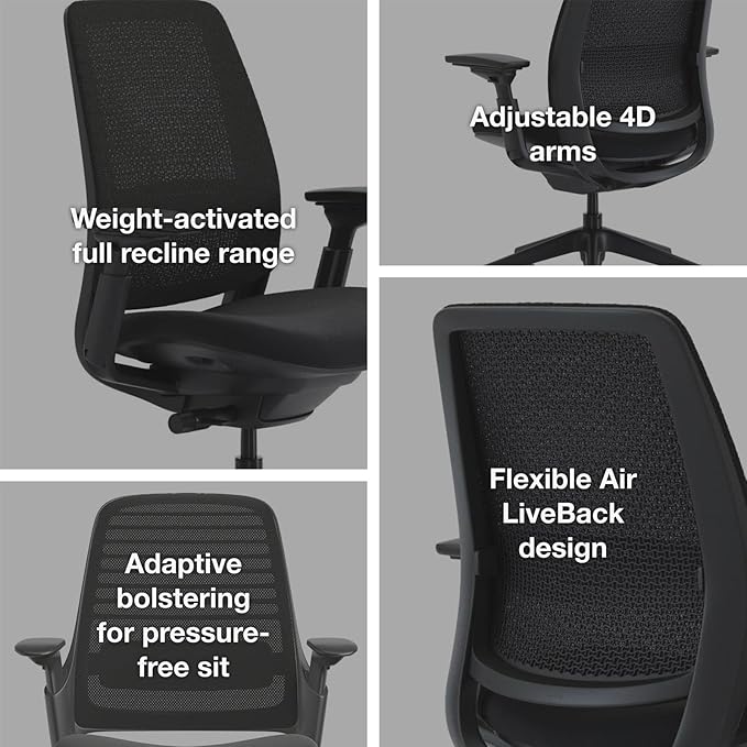 Steelcase Series 2 Office Chair - Ergonomic Work Chair with Wheels for Hard Flooring - With Back Support, Weight-Activated Adjustment & Arm Support - Adjustable Rolling Chairs for Desk - Pink Lemonade