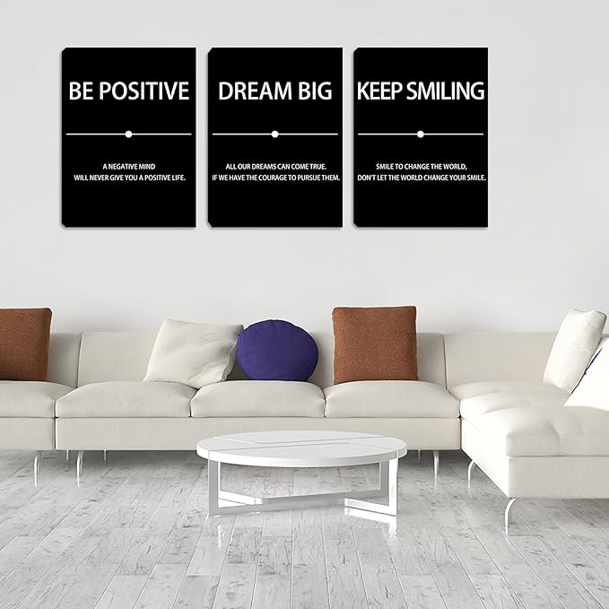Halioyo Motivational Wall Art, 12 x 16 Inch Inspirational Canvas Wall Art for Office, Positive Affirmations Picture Paintings for Living Room Bedroom Classroom Dorm - 3pieces