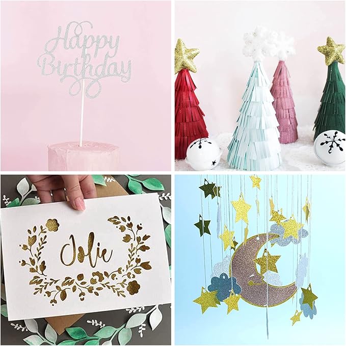 200Sheets White Glitter Cardstock 12 x 12, Thick Paper for Cricut, Card Stock for Card Making, Scrapbooking, Craft