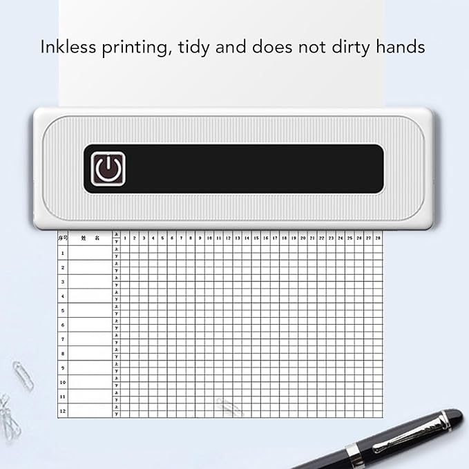 Ultra High 200dpi Inkless Printer 57mm-8.5in Portable Wireless Thermal Printer for Travel Compatible with iOS Laptop for Office Home School