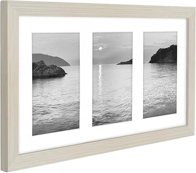 Americanflat 4x6 Collage Picture Frame with Shatter-Resistant Glass - Fits Three 4x6 Photos or Use as One 8x16 Picture Frame - Signature Collection - Collage Frames for Tabletop and Wall - Light Wood