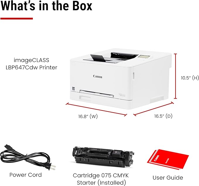 Canon Color imageCLASS LBP647Cdw Wireless Laser Printer for Duplex Printing, White - Home Office, Small Office Printer with 26 PPM