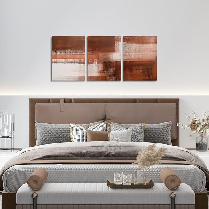 jejeloiu Orange Abstract Art 3 Piece Canvas Wall Art for Living Room Bedroom Modern Art Picture Wall Decor 12"x16"x3pcs Abstract Oil Painting Office Decorations Artwork Posters