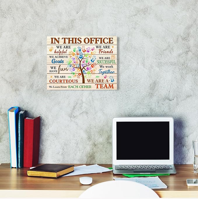 In This Office Wall Decor,Positive Teamwork Quote We Are A Team Wall Art Canvas Framed for Home Office Wall Decor 12 x 15 in