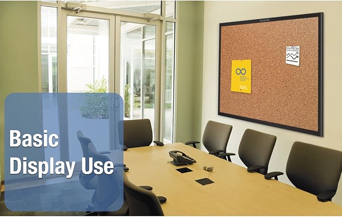 Quartet Cork Bulletin Board 24"W x 18"H Pin Board, Black Aluminum Frame (2301B)