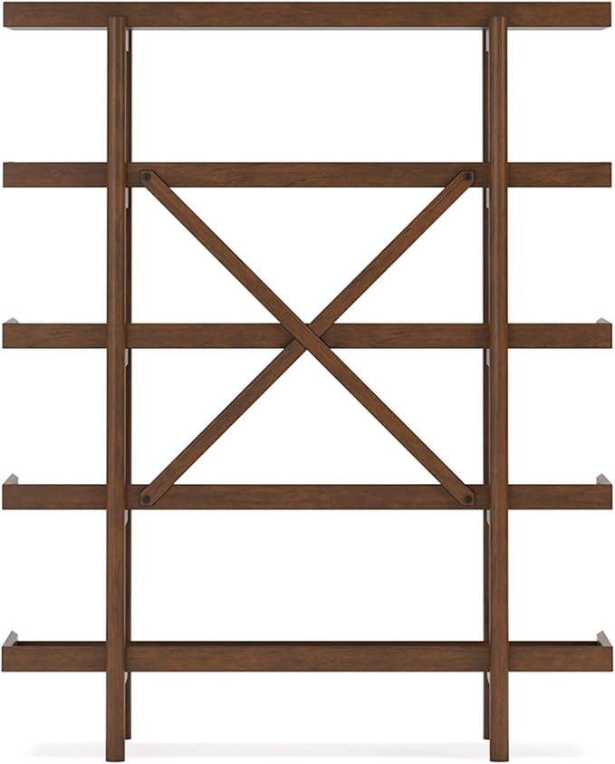 Signature Design by Ashley Lyncott Mid-Century Modern Freestanding 5-Tier 70" Etagere Bookcase, Light Brown
