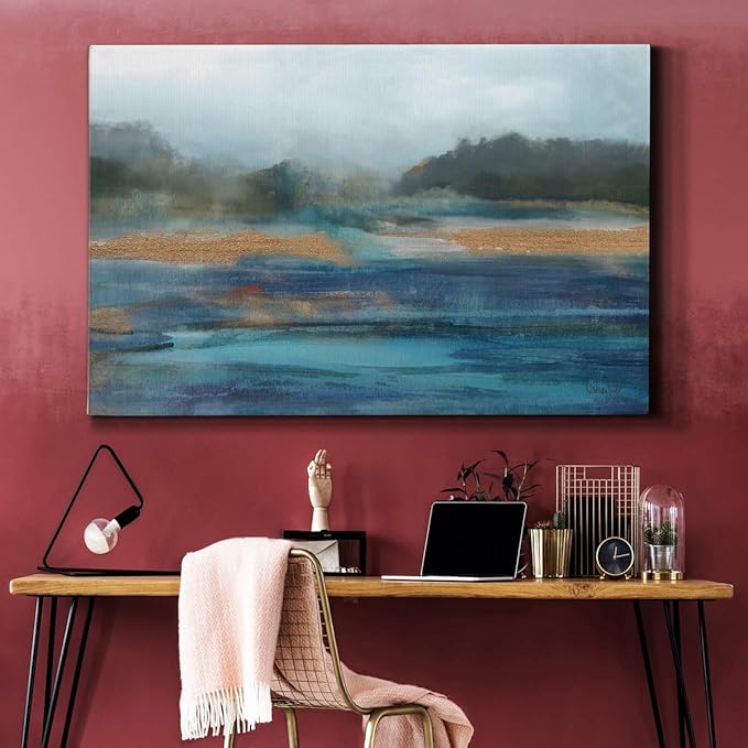 Landscape Wall Art Premium Gallery Wrapped Canvas Abstract Ocean Forest Modern Artwork Decoration for Living Room Kitchen Bathroom Office, Ready to Hang