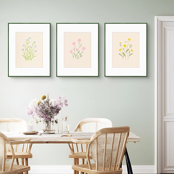 Golden State Art 16x20 Picture Frame 6 Pack - Dark Green Aluminum Photo Frames With 11x14 Mats and Real Glass Cover - Elegant Minimalist Wall Gallery Frames for Home or Office Decor
