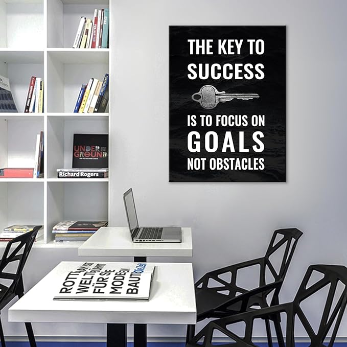 Motivational Canvas Wall Art Inspirational Office Decor Poster Print Success Inspiring Quote Painting Artwork for Modern Home Bedroom Classroom Picture Wall Decoration Ready to Hang [18''Wx24''H]