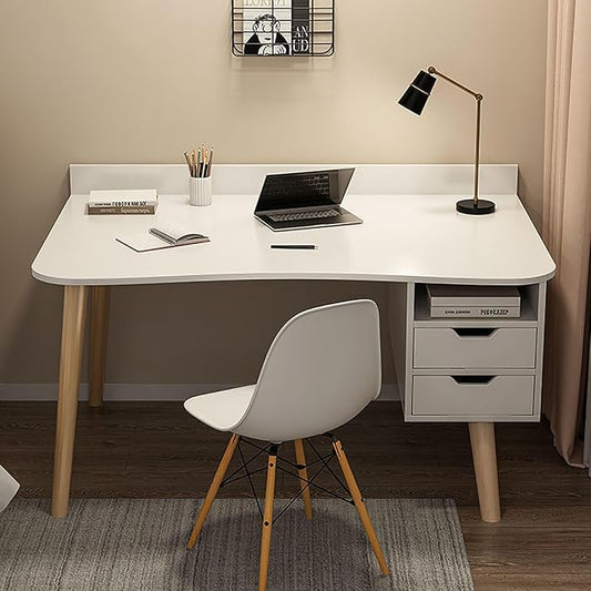 BK&MF Modern Wooden Simple Computer Desk with Drawer,Portable Writing Gaming Desk Stable Study Table Multi-Functional for Small Spaces Home Office,D,100x50x73cm(39x20x29inch)