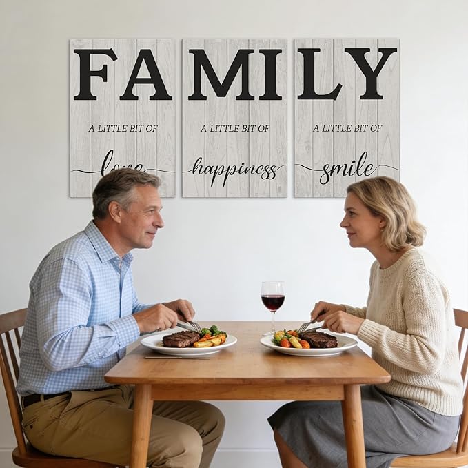 Family Wall Decor for Living Room Family Canvas Wall Art - 3-Piece Framed Canvas Prints with Wooden Frame, Ready to Hang, Fade-Resistant High-Definition Artwork (24''Wx36''Hx3PCS)