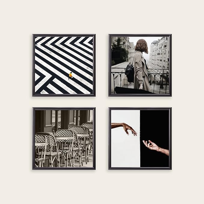 Kenro Frisco Series Black Photo Frame 10x10 Inch / 25x25cm Freestanding or Wall Hanging with Glass Front – FR2525B
