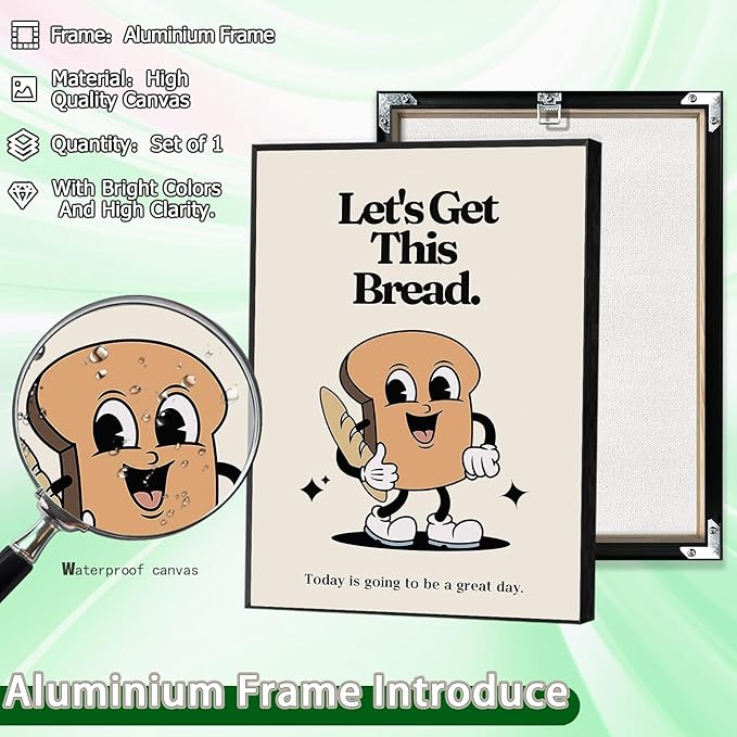 Retro Cute Motivational Canvas Posters Affirmation Positive Quote Wall Art Funny Motivational Inspirational Prints Painting For Office Bedroom Wall Decor 12x16in Framed