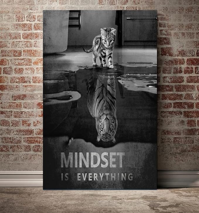 Motivational Posters Mindset is Everything Canvas Wall Art Inspirational Entrepreneur Quotes HD Print Artwork Painting Picture for Living room Bedroom Office Home Decor Framed Ready to Hang(28x44 in)