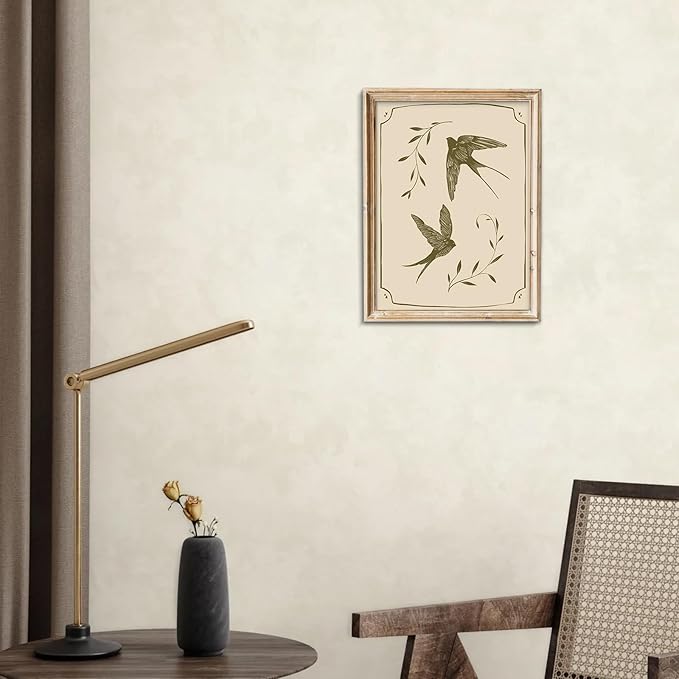 uniro Vintage Swallow Wall Art Cute Bird Canvas Prints Bedroom Bathroom Shelf Retro Swallow Illustration Room Decor swallow wall art beige prints antique victorian print 8 x 10inch-UNFRAMED