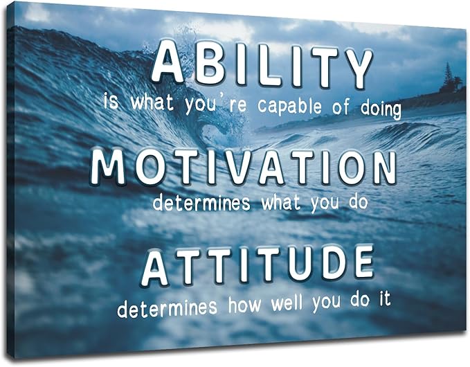 Inspirational Canvas Wall Art Motivational Ability Attitude Signs Poster Print Entrepreneur Quotes Picture for Modern Home Bedroom Kitchen Office Wall Decor Ready to Hang [18''Wx12''H]