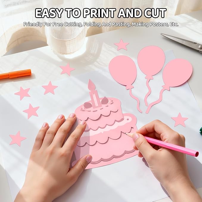 Cardstock 8.5 X 11, 40 Sheets Pink Card Stock, 75lb/ 200gsm Copy Paper, Cardstock Printer Paper For Art, Drawing, Invitations, DIY Cards, Watercolor, Craft, Construction, School & Office Supplie