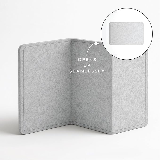 Orelle Felt Bulletin Board | 35 x 23” | Foldable Peel and Stick Felt Board for Wall | Alternative Cork Board for Office, Message Board, Kids Art Display | Heather Gray