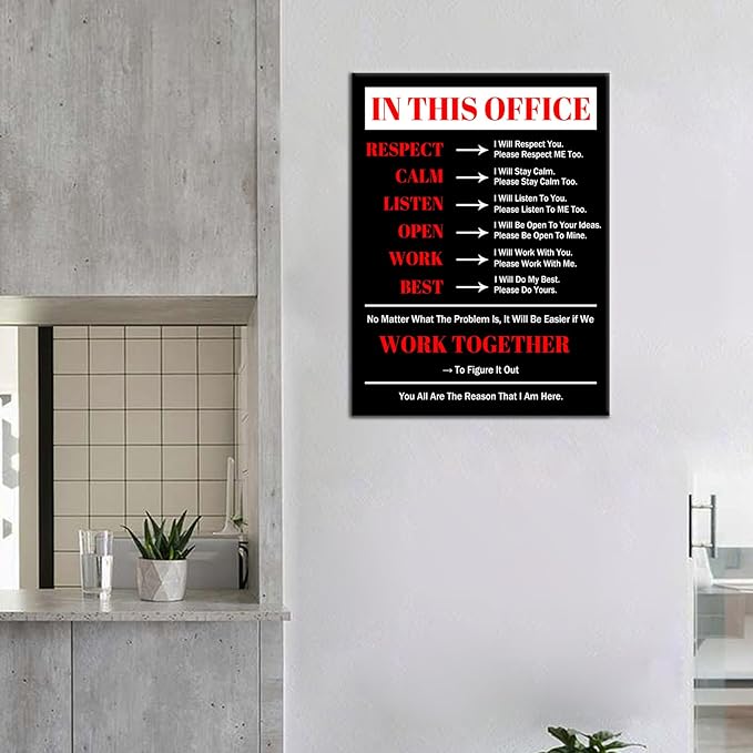 Inspirational Canvas Wall Art In This Office Motivational Poster Entrepreneur Quotes Poster Prints Positive Picture Artwork for Bedroom Office Gym Wall Decor Ready to Hang [18''Wx24''H]