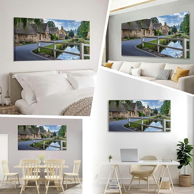 Lower Cotswolds Canvas Wall Art Large Framed Prints Pictures Wall Decor Posters Painting Artwork for Living Room Bedroom Kitchen Bathroom 12x24