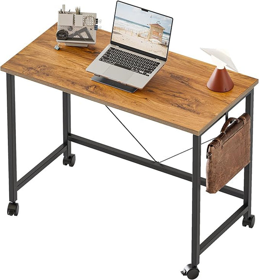 Mericonia 32 inch Rolling Computer Desk with Wheels, Gaming Desk for Small Spaces, Modern Simple Style Table for Home Office, Study Writing Table
