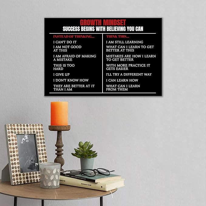 DINGFUN Motivational Wall Art Believing You Can Inspirational Poster Inspiring Canvas Painting Print Wall Picture Positive Artwork for Modern Home Bedroom Bathroom Decor Ready to Hang [12''W x 18''H]