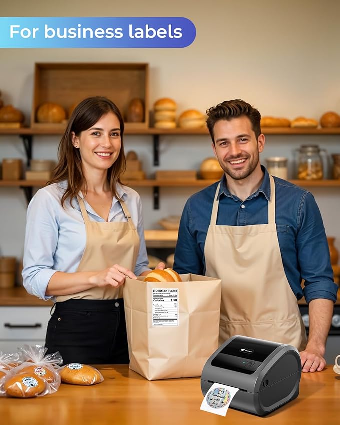 Phomemo Ethernet Thermal Label Printer 4x6, 300DPI Bluetooth Shipping Label Printer for Small Business, Home, Office, with 750 Labels