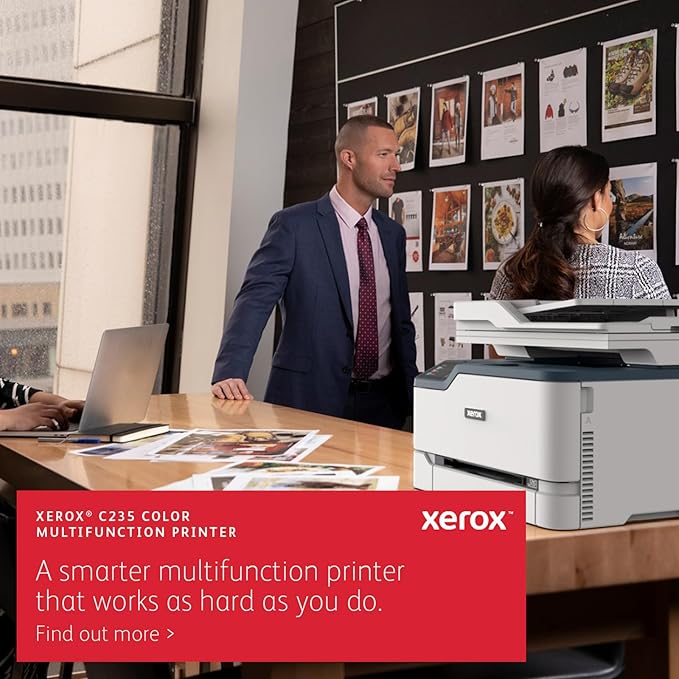 Xerox C235dni Wireless Printer - 24ppm Color Laser All in One Multifunction Printer with Automatic 2-Sided Printing, Home, Office or Small Business Use - Copy/Print/Scan/Fax - Color Touchscreen