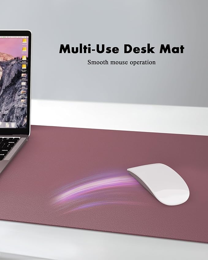 YSAGi Double-Sided Desk Pad, Leather Desk Mat, Eco Cork Desk Pad Protector, Large Mouse Pad for Desk, Waterproof Desk Blotter Pad, Desk Writing Pad for Office Work/Home(Cork+Dark Pink, 47.2" x 23.6")