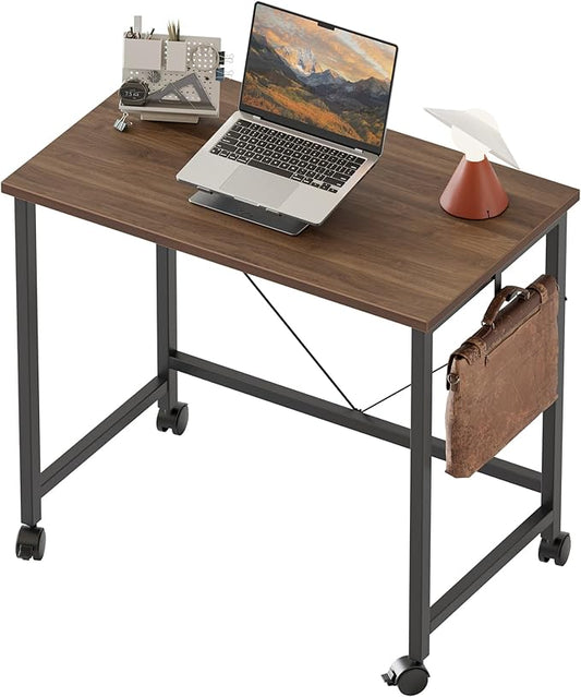 Mericonia 24 inch Rolling Computer Desk with Wheels, Gaming Desk for Small Spaces, Modern Simple Style Table for Home Office, Study Writing Table