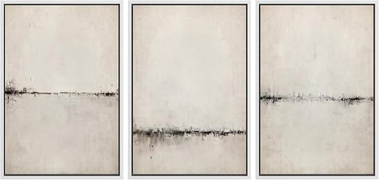 SIGNWIN Framed Canvas Print Wall Art Set Abstract Watercolor Serene Aesthetic Illustrations Modern Art Decorative Nordic Abstract for Living Room, Bedroom, Office - 16"x24"x3 White