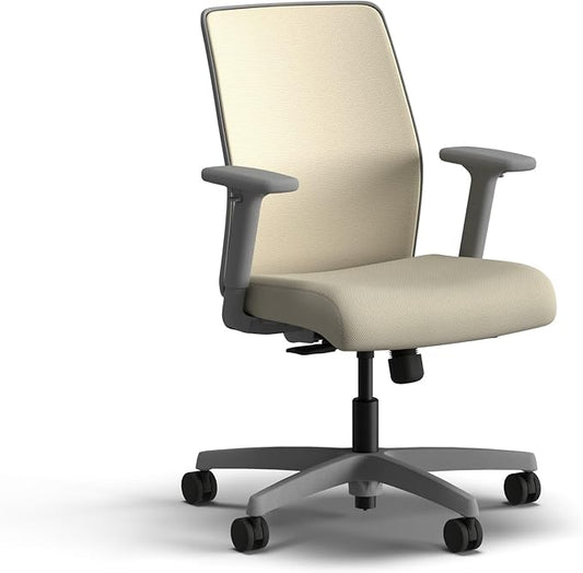 HON Ignition 2.0 Low Back Task Chair, Spectrum Mesh, Standard Synchro-Tilt Control, Office Chair with Lumbar Support, Height and Width Adjustable Arms, Titanium Frame, Linen